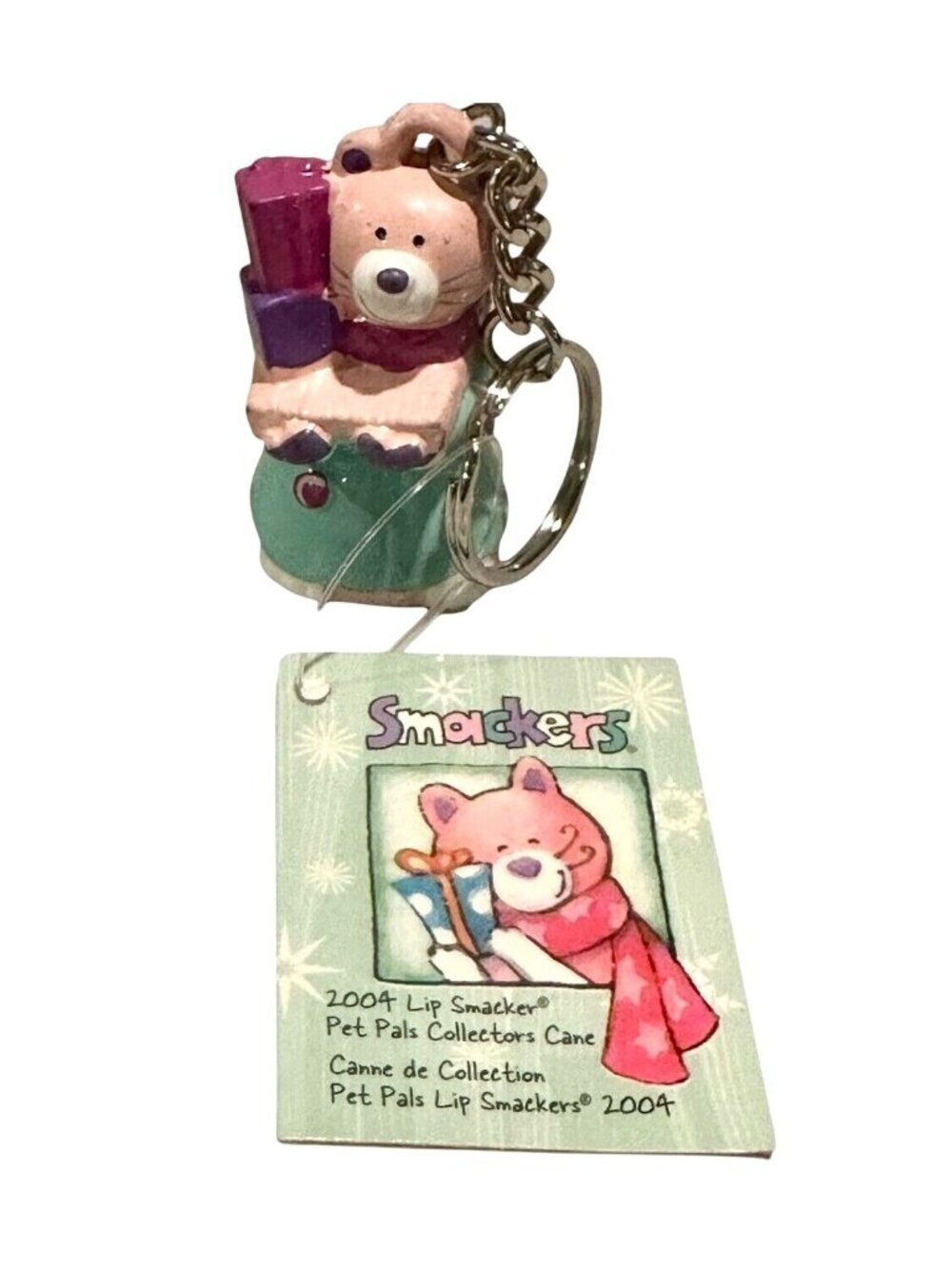 Vintage 2004 Lip Smacker Pet Pals Collectors Cane Bear Keychain/Keyring Topper
